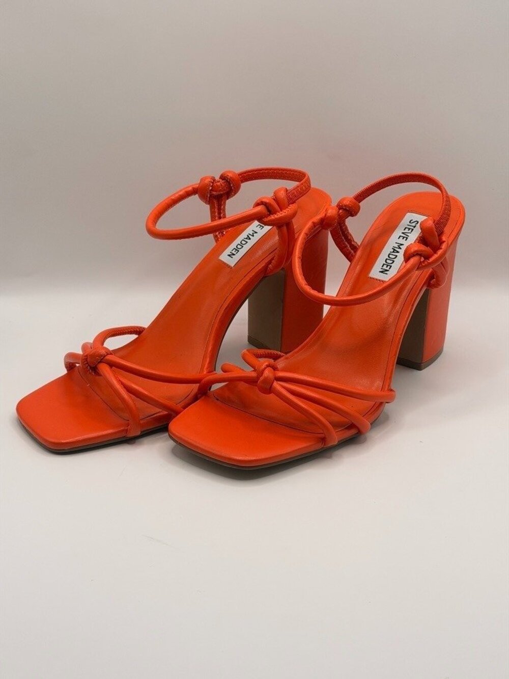 Steve Madden Women Tokio Knot Orange Strap Heel Sandal Sz 8.5